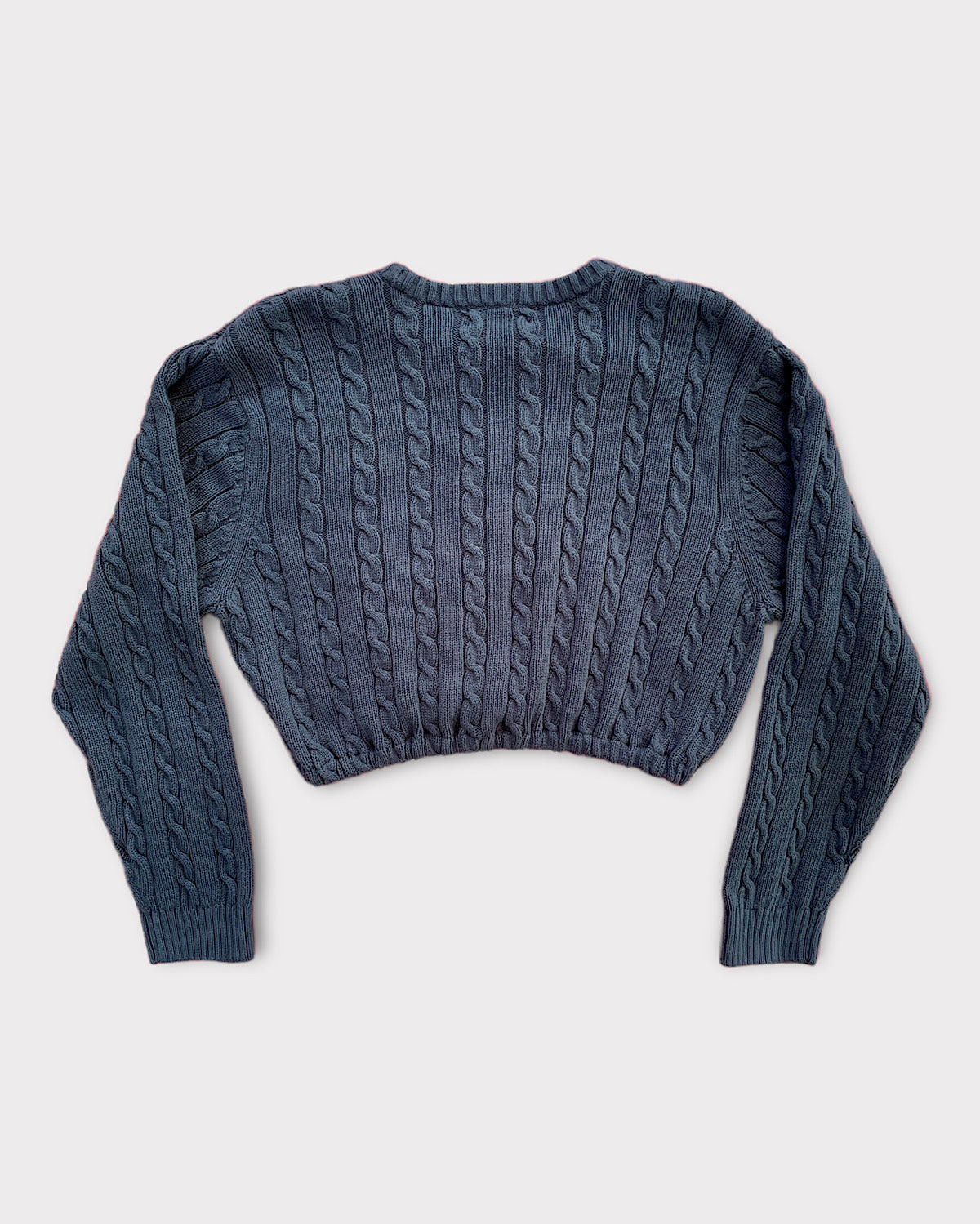 Vintage Reworked Chaps Navy Crop Knit Dad Sweater (XL-2X)