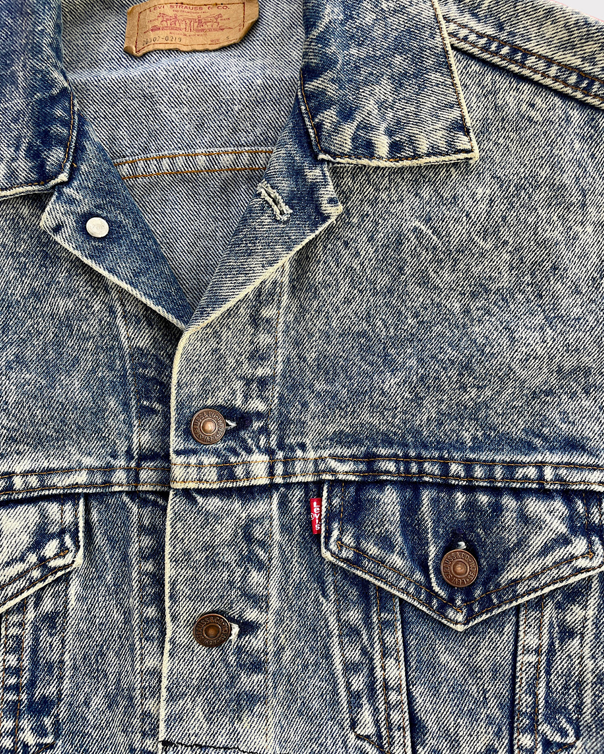 Vintage Rework Crop Levi's Acid Wash Denim Jacket (XS-M)