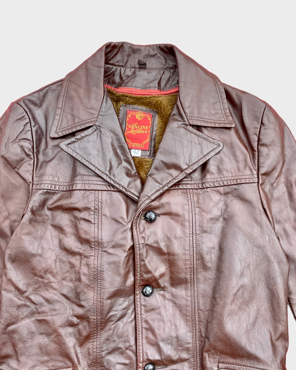 Vintage Brown Button Leather Jacket