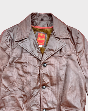 Vintage Brown Button Leather Jacket