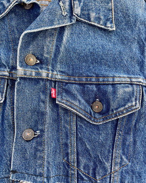 Vintage Rework Crop Levi's Dark Wash Denim Jacket (XS-M)