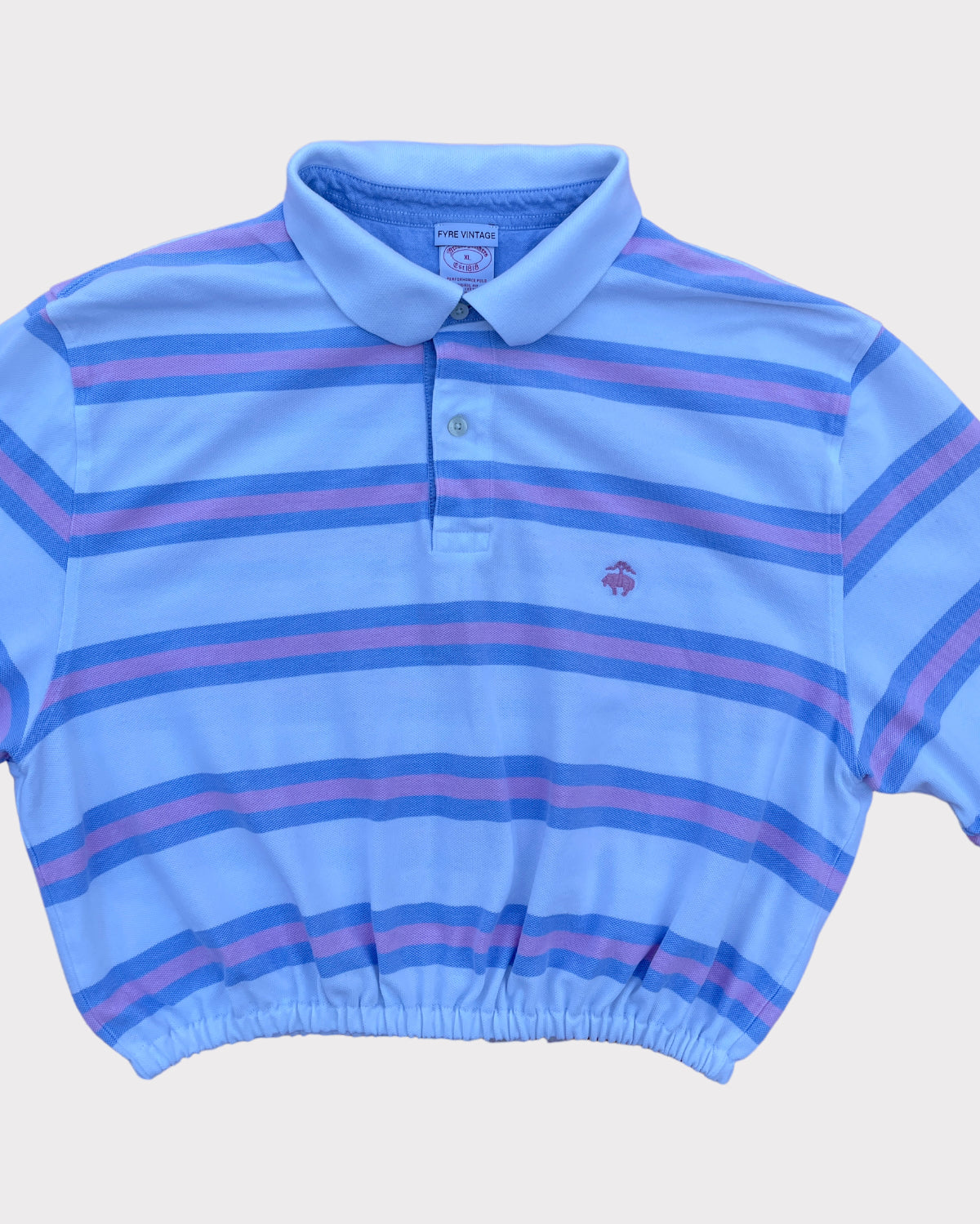Reworked Multicolor Crop Brooks Brothers Polo (L/XL)