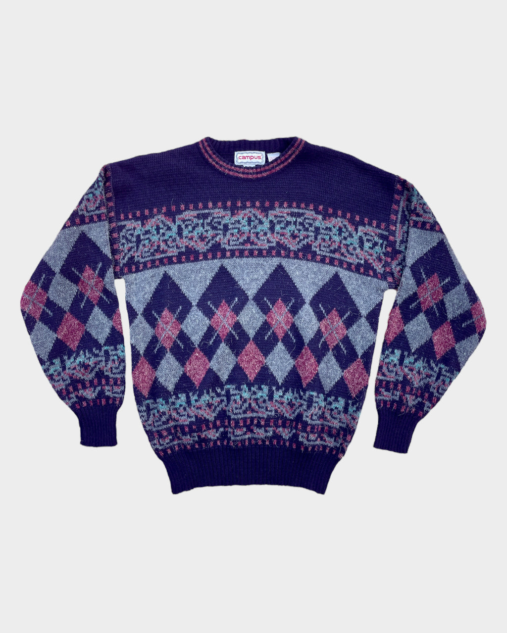 Vintage Navy Argyle Grandpa Sweater (XL)
